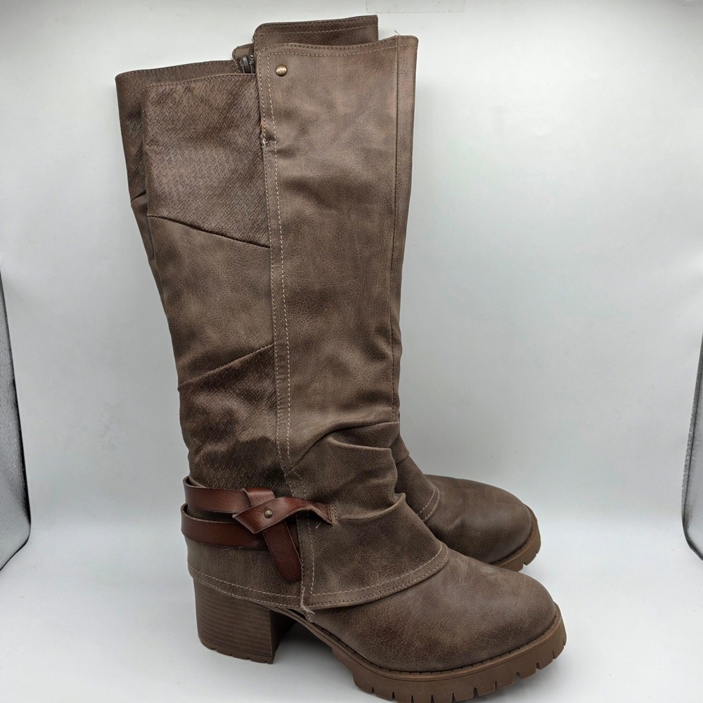 Women's Taupe Over-the-Knee Chunky Heel Boots